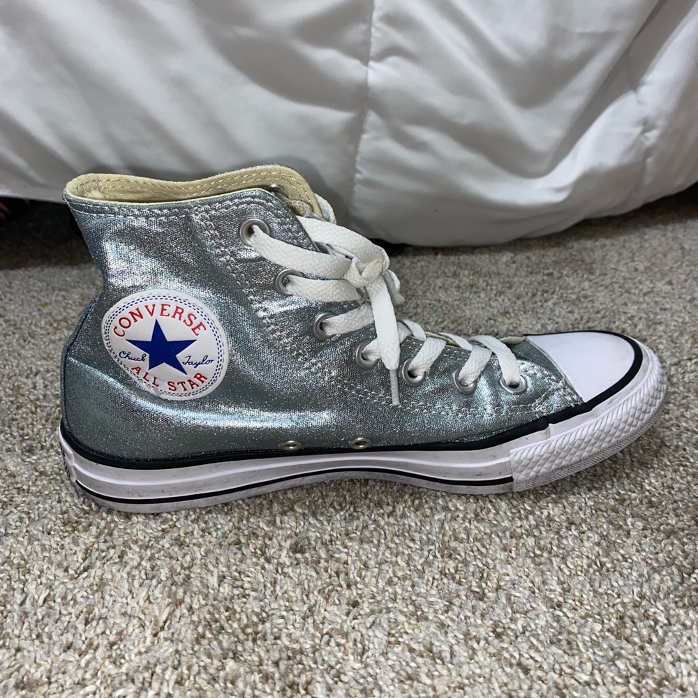 Converse Silver Metallic High Tops